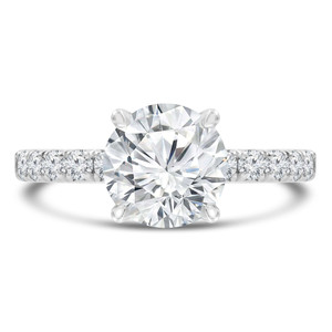 Round Lab Created Diamond Solitaire with Accents Engagement Ring in White Gold (MVSLG1298-W)