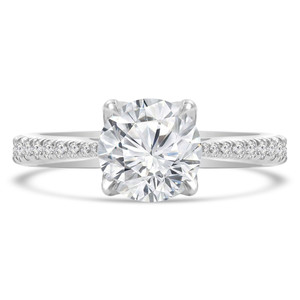 Round Lab Created Diamond Tapered Cathedral Solitaire with Accents Engagement Ring in White Gold (MVSLG1300-W)