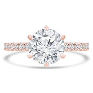 Round Lab Created Diamond 6-Prong Solitaire with Accents Engagement Ring in Rose Gold (MVSLG1302-R)
