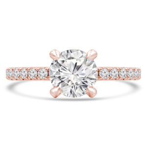 Round Lab Created Diamond Diamond Prongs Solitaire with Accents Engagement Ring in Rose Gold (MVSLG1303-R)