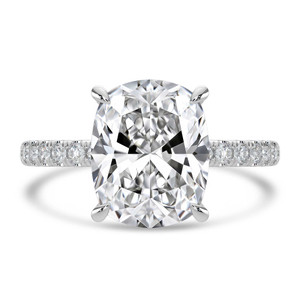 Cushion Lab Created Diamond Hidden Halo Solitaire with Accents Engagement Ring in White Gold (MVSLG1701-W)