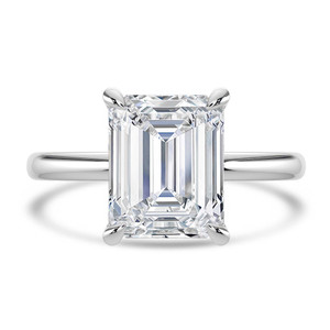 Emerald Lab Created Diamond Hidden Halo Solitaire with Accents Engagement Ring in White Gold with Open Bridge (MVSLG1703-W)