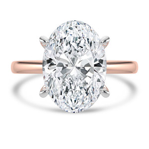 Oval Lab Created Diamond Hidden Halo Solitaire with Accents Engagement Ring in Rose Gold & White Gold with Open Bridge (MVSLG1704-R)