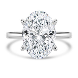 Oval Lab Created Diamond Hidden Halo Solitaire with Accents Engagement Ring in White Gold with Open Bridge (MVSLG1704-W)