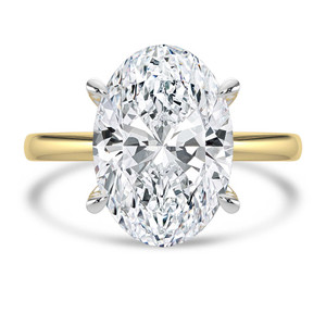 Oval Lab Created Diamond Hidden Halo Solitaire with Accents Engagement Ring in Yellow Gold & White Gold with Open Bridge (MVSLG1704-Y)