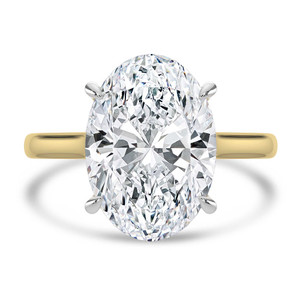 Oval Lab Created Diamond Cathedral Hidden Halo Solitaire with Accents Engagement Ring in Yellow Gold & White Gold (MVSLG1705-Y)