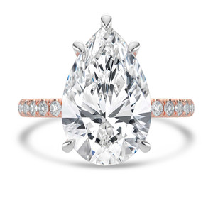 Pear Lab Created Diamond Hidden Halo Solitaire with Accents Engagement Ring in Rose Gold & White Gold  (MVSLG1712-R)