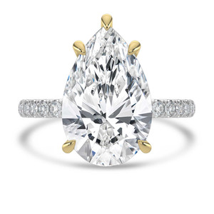 Pear Lab Created Diamond Hidden Halo Solitaire with Accents Engagement Ring in White Gold & Yellow Gold  (MVSLG1712-W)