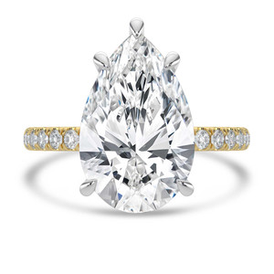 Pear Lab Created Diamond Hidden Halo Solitaire with Accents Engagement Ring in Yellow Gold & White Gold  (MVSLG1712-Y)