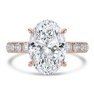Oval Lab Created Diamond Solitaire with Accents Engagement Ring in Rose Gold (MVSLG1720-R)