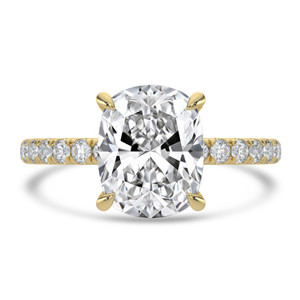 Cushion Lab Created Diamond Solitaire with Accents Engagement Ring in Yellow Gold (MVSLG1721-Y)