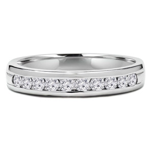 Round Diamond Channel Set Semi-Eternity Wedding Band Ring in White Gold (MVSXB0042-W)