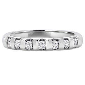 Round Diamond Seven-Stone Semi-Eternity Wedding Band Ring in White Gold (MVSXB0045-W)
