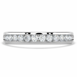 Round Diamond Channel Set Semi-Eternity Wedding Band Ring in White Gold (MVSXB0081-W)
