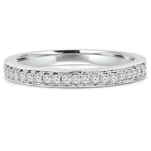 Round Lab Created Diamond Semi-Eternity Wedding Band Ring in White Gold (MVSXB1011-W)