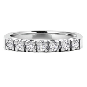 Round Lab Created Diamond Semi-Eternity Wedding Band Ring in White Gold (MVSXB1043-W)