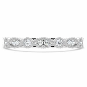 Round Lab Created Diamond Semi-Eternity Wedding Band Ring in White Gold (MVSXB1049-W)