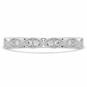 Round Lab Created Diamond Semi-Eternity Wedding Band Ring in White Gold (MVSXB1057-W)