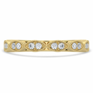 Round Lab Created Diamond Semi-Eternity Wedding Band Ring in Yellow Gold (MVSXB1057-Y)