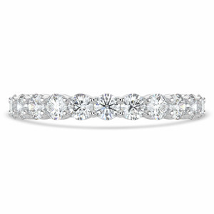 Round Lab Created Diamond Semi-Eternity Wedding Band Ring in White Gold (MVSXB1058-W)