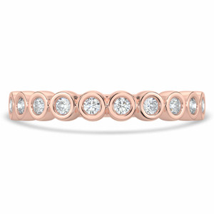Round Lab Created Diamond Semi-Eternity Wedding Band Ring in Rose Gold (MVSXB1061-R)