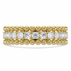 Round Lab Created Diamond Semi-Eternity Wedding Band Ring in Yellow Gold (MVSXB1076-Y)