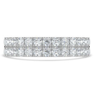 Round Lab Created Diamond Two-Row Semi-Eternity Wedding Band Ring in White Gold (MVSXB1077-W)
