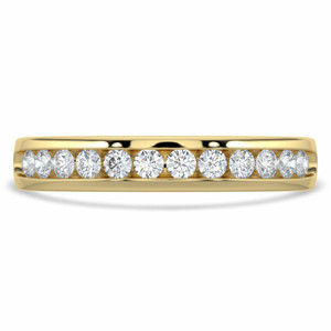 Round Lab Created Diamond Channel Set Semi-Eternity Wedding Band Ring in Yellow Gold (MVSXB1081-Y)
