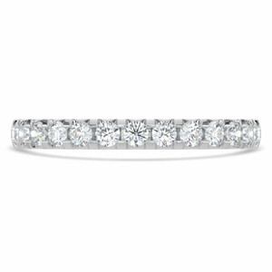 Round Lab Created Diamond 3/4 Way Semi-Eternity Wedding Band Ring in White Gold (MVSXB1082-W)