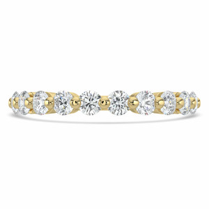 Round Lab Created Diamond 3/4 Way Shared-prong Semi-Eternity Wedding Band Ring in Yellow Gold (MVSXB1084-Y)