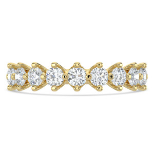 Round Diamond Compass Set Shared Prong Semi-Eternity Wedding Band Ring in Yellow Gold (MVSXB1095-Y)