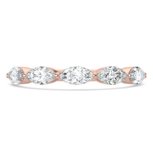 Round Diamond Five-stone Shared Prong Semi-Eternity Wedding Band Ring in Rose Gold (MVSXB1097-R)