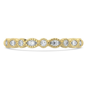 Marquise Diamond Bezel Set Vintage Semi-Eternity Wedding Band Ring in Yellow Gold (MVSXB1106-Y)