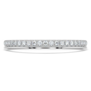 Round Diamond Half Pave Semi-Eternity Wedding Band Ring in White Gold (MVSXB1109-W)