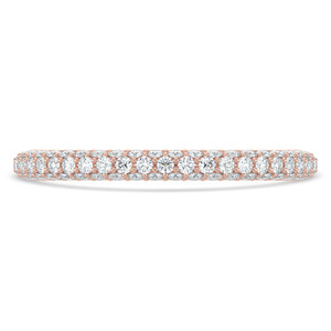 Round Diamond Three-row Dome Pave Semi-Eternity Wedding Band Ring in Rose Gold (MVSXB1117-R)