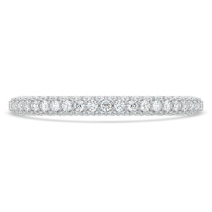 Round Diamond Three-row Dome Pave Semi-Eternity Wedding Band Ring in White Gold (MVSXB1117-W)