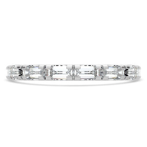 Baguette Diamond 3/4 Way East-West Set Semi-Eternity Wedding Band Ring in White Gold (MVSXB1121-W)
