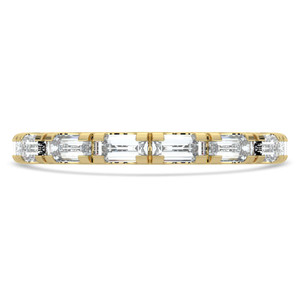 Baguette Diamond 3/4 Way East-West Set Semi-Eternity Wedding Band Ring in Yellow Gold (MVSXB1121-Y)