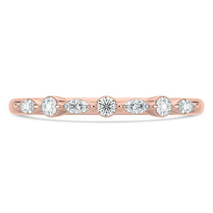 Marquise Diamond Shared Prong Semi-Eternity Wedding Band Ring in Rose Gold Alternating Marquise & Round Set Diamonds (MVSXB1122-R)