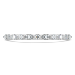 Marquise Diamond Shared Prong Semi-Eternity Wedding Band Ring in White Gold Alternating Marquise & Round Set Diamonds (MVSXB1123-W)