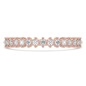 Round Diamond Shared Prong Compass Set Semi-Eternity Wedding Band Ring in Rose Gold (MVSXB1130-R)