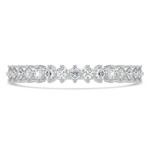 Round Diamond Shared Prong Compass Set Semi-Eternity Wedding Band Ring in White Gold (MVSXB1130-W)