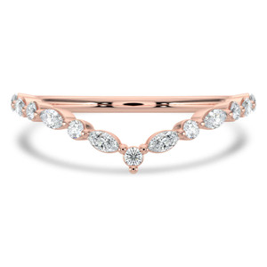 Marquise Diamond Tiara Semi-Eternity Wedding Band Ring in Rose Gold Alternating Marquise & Round Set Diamonds (MVSXB1134-R)