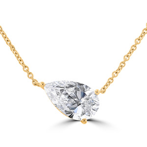 Pear Diamond Solitaire Necklace in Yellow Gold (MDR260004)