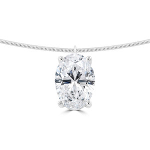 Oval Diamond Solitaire Choker Pendant Pendant Necklace in White Gold (MDR260006)