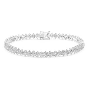 Round Diamond Cluster Tennis Bracelet in White Gold (MDR260017)