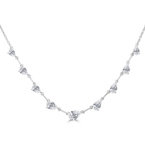Pear Diamond Link Necklace in White Gold (MDR260023)