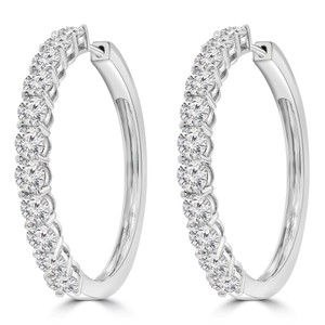 Round Diamond Hoop Earrings in White Gold (MDR260031)