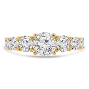 Round Diamond Seven-stone Solitaire with Accents Engagement Ring in Yellow Gold (MDR260043)