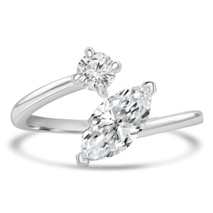 Multi-Shaped Diamond Round Marquise Toi et Moi Engagement Ring in White Gold (MDR260053)